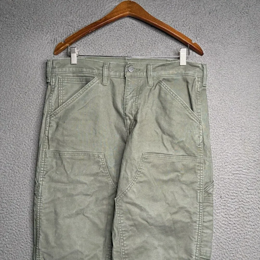 Levis 565 Double Knee Utility Workwear Jeans Mens 34 x 30 Pants Olive Green